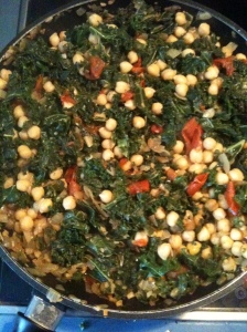 curried chickpeas and kale